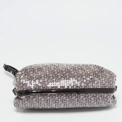 مملوكة مسبقًا DKNY Monogram Plum Fabric, Patent Leather and Sequins Shoulder Bag