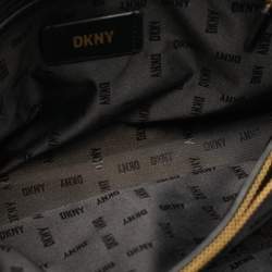 مملوكة مسبقًا حقيبة يد دي كي إن واي سوداء جلد مبطنة بسلسلة