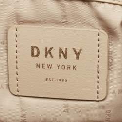 Pre Owned DKNY Cora Brown Monogram Fabric and Leather Tote