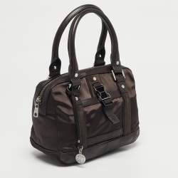 مملوكة مسبقًا DKNY Buckle Brown Nylon and Leather Satchel