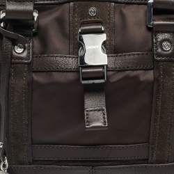 مملوكة مسبقًا DKNY Buckle Brown Nylon and Leather Satchel