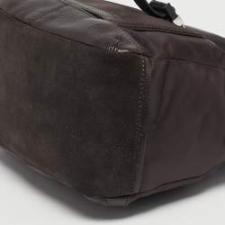 مملوكة مسبقًا DKNY Buckle Brown Nylon and Leather Satchel