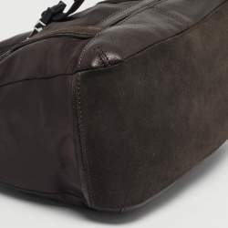 مملوكة مسبقًا DKNY Buckle Brown Nylon and Leather Satchel