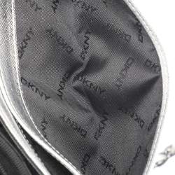 Pre Owned DKNY Flap Silver Leather Wallet On Chain