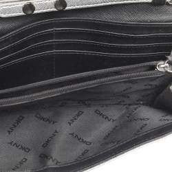 Pre Owned DKNY Flap Silver Leather Wallet On Chain