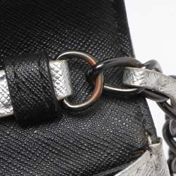 Pre Owned DKNY Flap Silver Leather Wallet On Chain