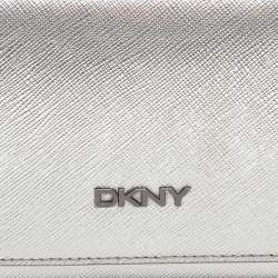 Pre Owned DKNY Flap Silver Leather Wallet On Chain