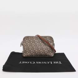 مملوكة مسبقًا DKNY Brown/Beige Signature Coated Canvas Dome Crossbody Bag