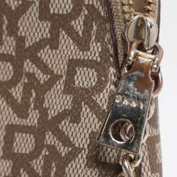 مملوكة مسبقًا DKNY Brown/Beige Signature Coated Canvas Dome Crossbody Bag
