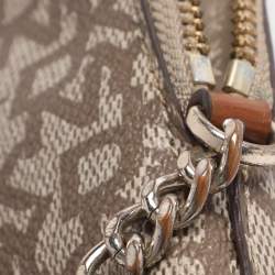 مملوكة مسبقًا DKNY Brown/Beige Signature Coated Canvas Dome Crossbody Bag