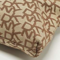 مملوكة مسبقًا DKNY Beige/Brown Signature Canvas and Leather Chain Shoulder Bag
