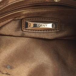 مملوكة مسبقًا DKNY Beige/Brown Signature Canvas and Leather Chain Shoulder Bag