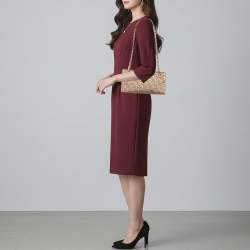 مملوكة مسبقًا DKNY Beige/Brown Signature Canvas and Leather Chain Shoulder Bag