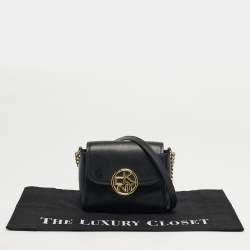 مملوكة مسبقًا DKNY Black Leather Logo Flap Crossbody Bag