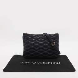 Pre Owned حقيبة كروس دي كيه إن واي جلد مبطن أزرق كحلي