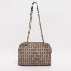 Pre Owned حقيبة كتف دي كي إن واي كانفاس بشعار بيج