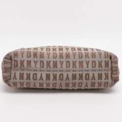 Pre Owned حقيبة كتف دي كي إن واي كانفاس بشعار بيج