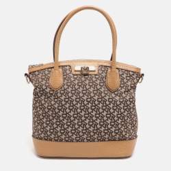 مملوكة مسبقًا Dkny Beige Signature Canvas and Leather Satchel