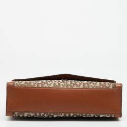 Pre Owned حقيبة كتف دي كي إن واي إيلا كبيرة قماش بنمط الشعار بني/بيج وجلد