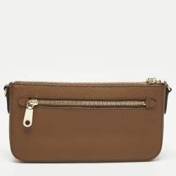 Pre Owned حقيبة كروس دي كي إن واي جلد بني بسحاب