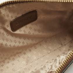 Pre Owned حقيبة كروس دي كي إن واي جلد بني بسحاب