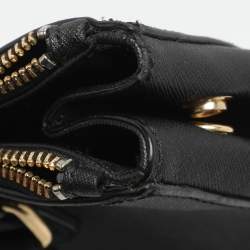 Pre Owned Dkny Robinson Double Zip Black Saffiano Leather Tote