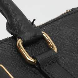 Pre Owned Dkny Robinson Double Zip Black Saffiano Leather Tote