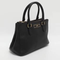 Pre Owned Dkny Robinson Double Zip Black Saffiano Leather Tote