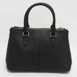Pre Owned Dkny Robinson Double Zip Black Saffiano Leather Tote