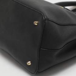 Pre Owned Dkny Robinson Double Zip Black Saffiano Leather Tote