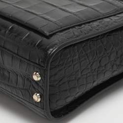 Pre Owned حقيبة كروس دي كيه إن واي جلد منقوش بأسلوب جلد التمساح باللون الأسود