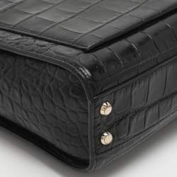 Pre Owned حقيبة كروس دي كيه إن واي جلد منقوش بأسلوب جلد التمساح باللون الأسود