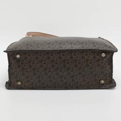 Pre Owned حقيبة يد دي كي أن واي توقيع بني قماش ومقسّي وجلد