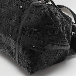 Pre Owned DKNY Black Patent Leather and Sequins Satchel