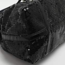 Pre Owned DKNY Black Patent Leather and Sequins Satchel