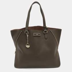 مملوكة مسبقًا Dkny Dark Khaki Saffiano Leather Tote