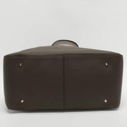 Pre Owned Dkny Dark Khaki Saffiano Leather Tote