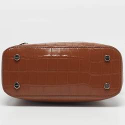 مملوكة مسبقًا Dkny Paige Brown Croc Embossed Leather Tote