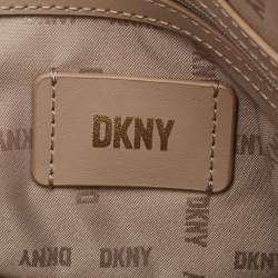 مملوكة مسبقًا DKNY Taupe Brown Leather Top Zip Dome Satchel
