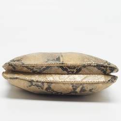 Pre Owned DKNY Beige Python Embossed Suede Chain Shoulder Bag