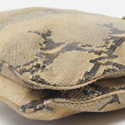 Pre Owned DKNY Beige Python Embossed Suede Chain Shoulder Bag