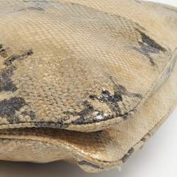 Pre Owned DKNY Beige Python Embossed Suede Chain Shoulder Bag