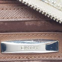 Pre Owned DKNY Beige Python Embossed Suede Chain Shoulder Bag