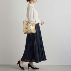 Pre Owned DKNY Beige Python Embossed Suede Chain Shoulder Bag