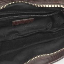 Pre Owned حقيبة ساتشل دي كي إن واي بنقش البني على القماش وجلد مطبوع بنقشة السحلية