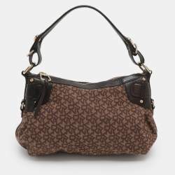 مملوكة مسبقًا DKNY Brown Signature Canvas and Leather Hobo