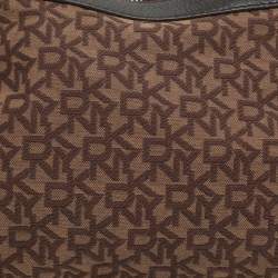 مملوكة مسبقًا DKNY Brown Signature Canvas and Leather Hobo