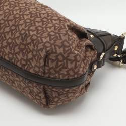 مملوكة مسبقًا DKNY Brown Signature Canvas and Leather Hobo