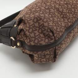 مملوكة مسبقًا DKNY Brown Signature Canvas and Leather Hobo