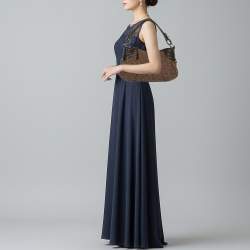 مملوكة مسبقًا DKNY Brown Signature Canvas and Leather Hobo